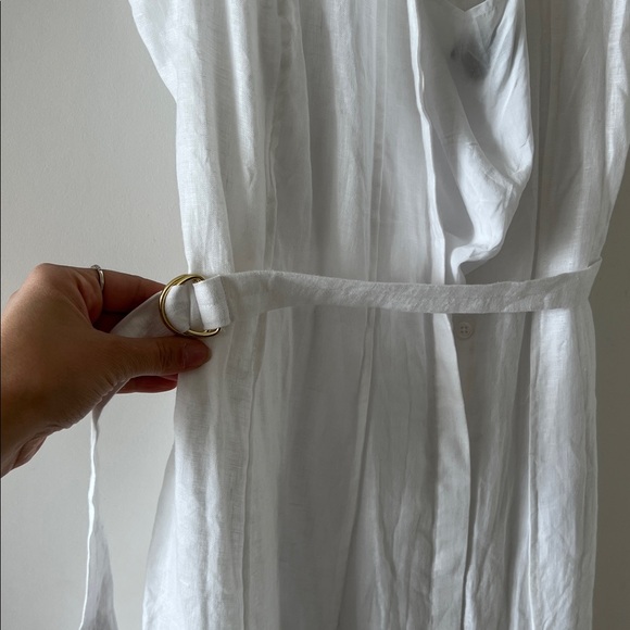 J. Crew White Seamed Linen Midi Dress with Removable Belt Size L - Picture 9 of 12